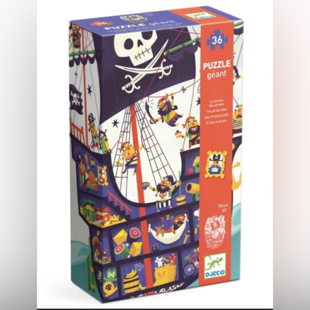 Djeco Pirate Ship 36-Piece Kids Puzzle - Blue & Red